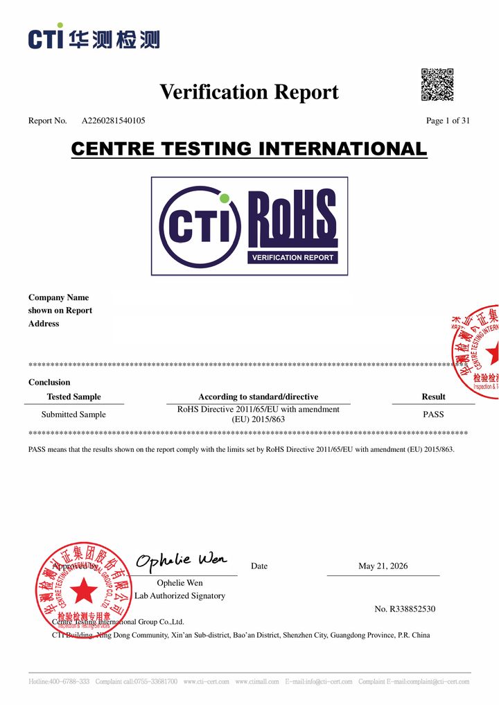 HA-8008 RoHS test report