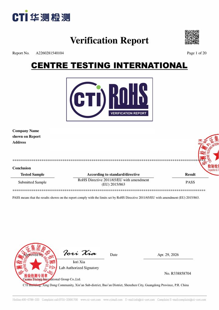 HB-P4002B RoHS test report