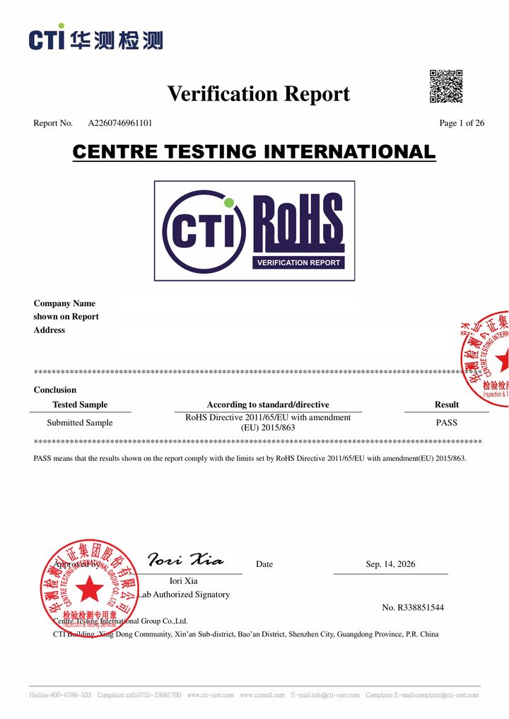 HBP-119 RoHS test report