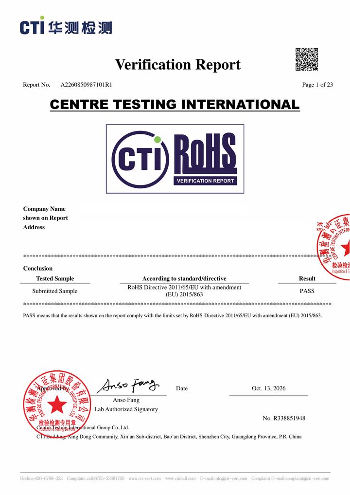 HBP-656 RoHS test report