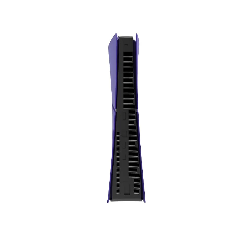 PS5 Slim with black faceplates, side view showing vents