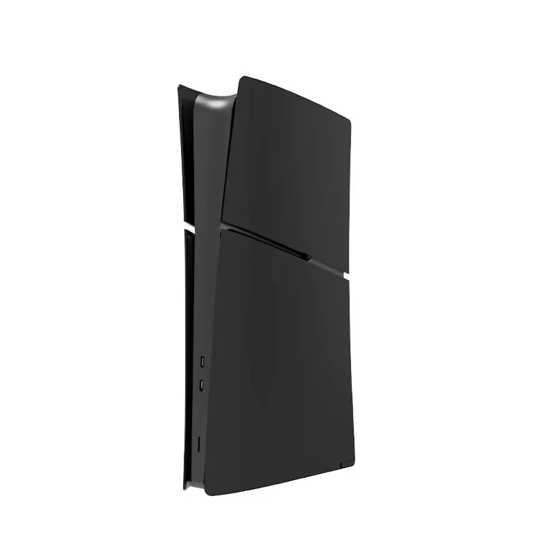 PS5 Slim digital with black faceplates, angled view