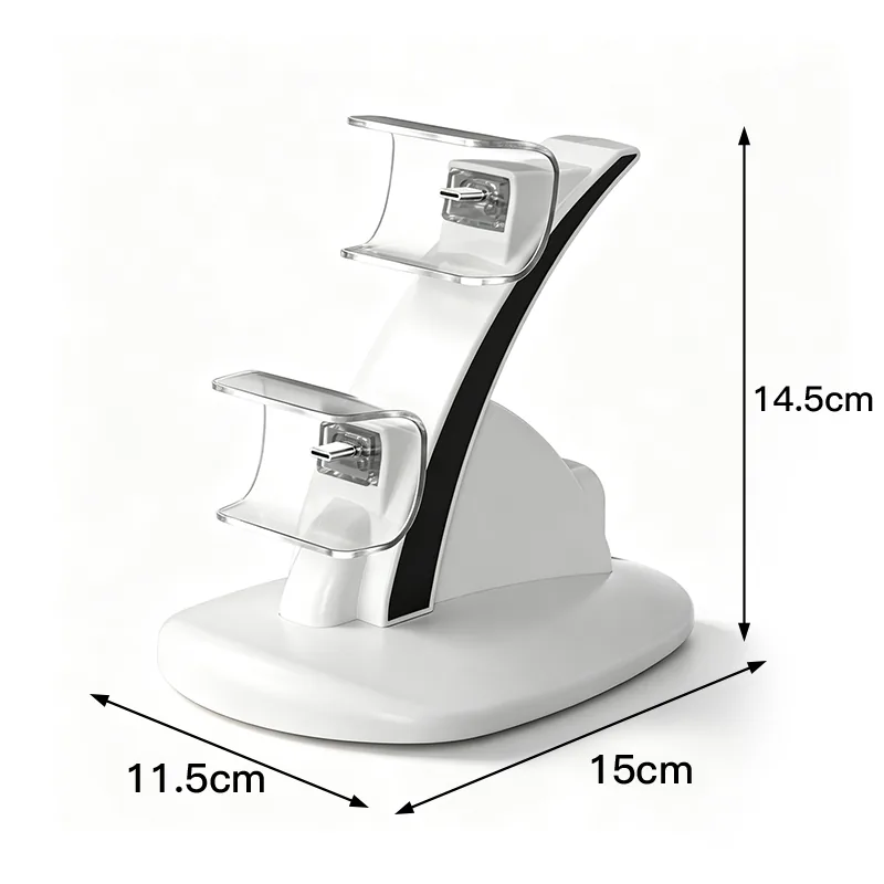 White dual charging dock dimensions, 14.5cm height