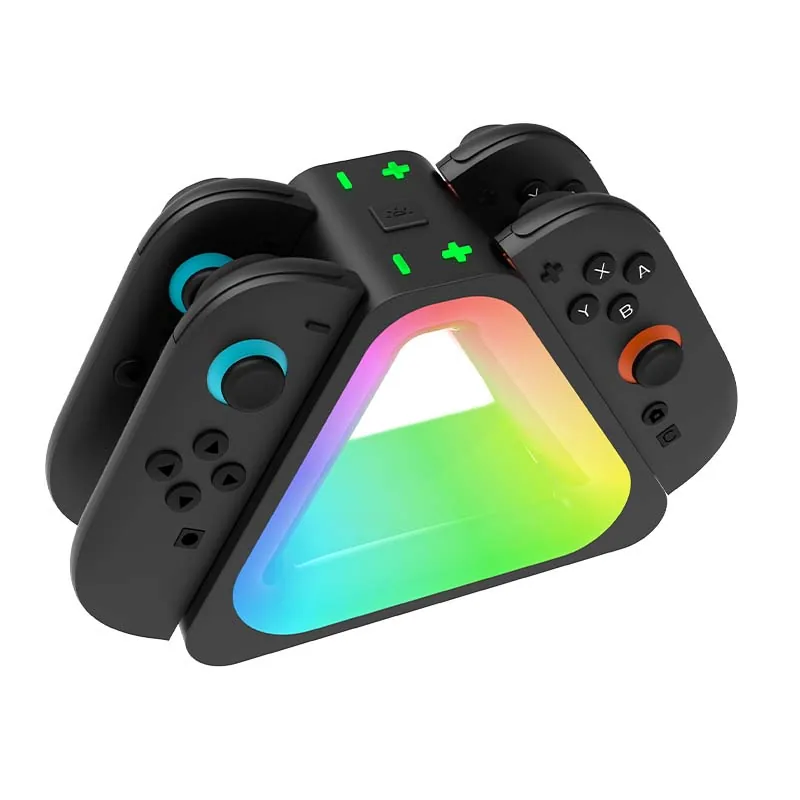 Triangle charging dock with controllers, top view