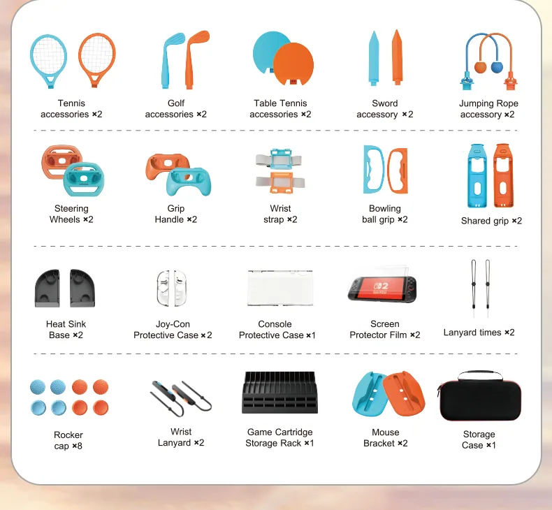 Detailed accessory list for Switch 2 motion kit