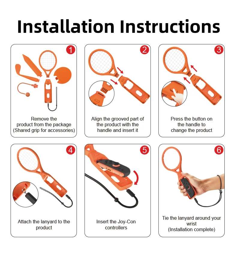 Six-step installation instructions for accessories