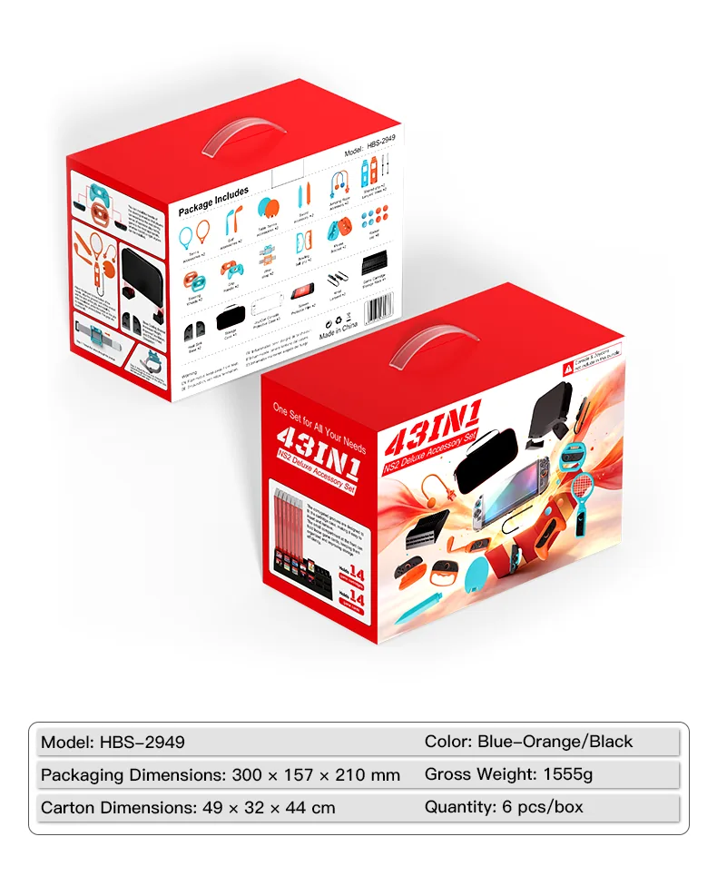 Retail packaging and specifications for 43-in-1 kit