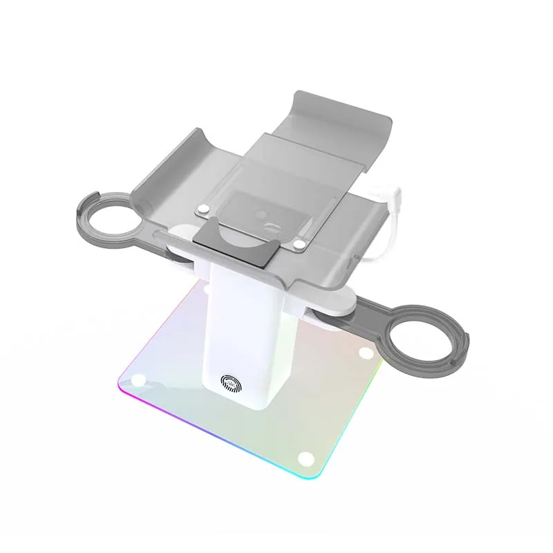 White VR stand headset holder and controller rings