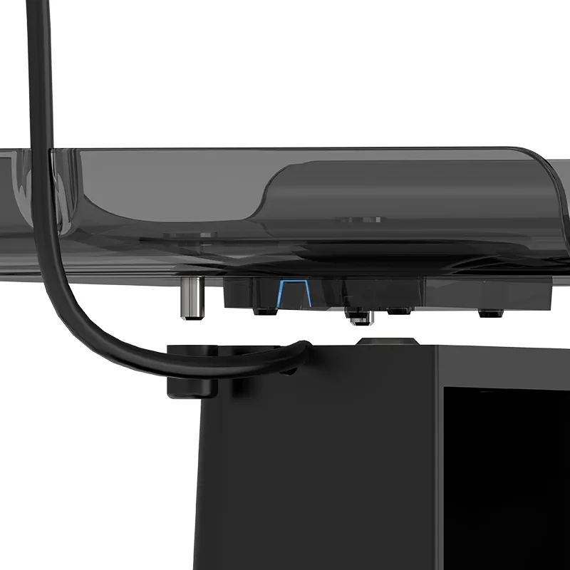 Black VR stand headset holder and cable detail
