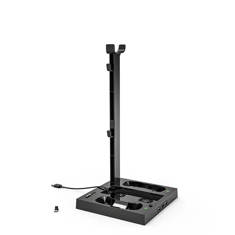 Cooling stand base with headset stand and controller charging slots